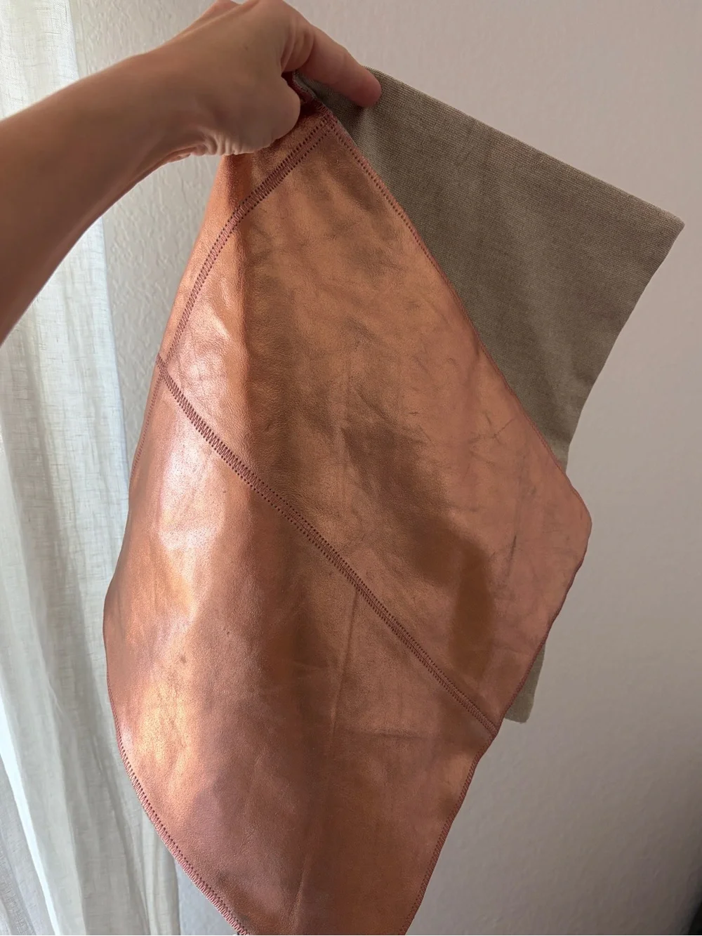 14”x26” Copper Rose Gold Faux Leather Pillow Cushion Cover